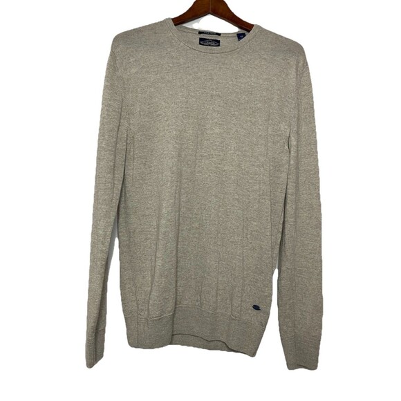 Scotch And Soda Men's Large Wool Sweater Sand Beige Long Sleeve Casual Preppy - Picture 1 of 5